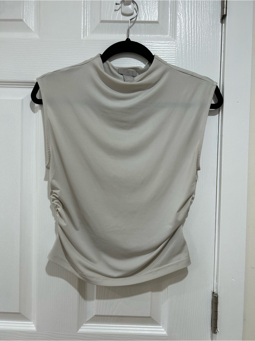 H&M Mock Neck Sleeveless Top in Light Beige